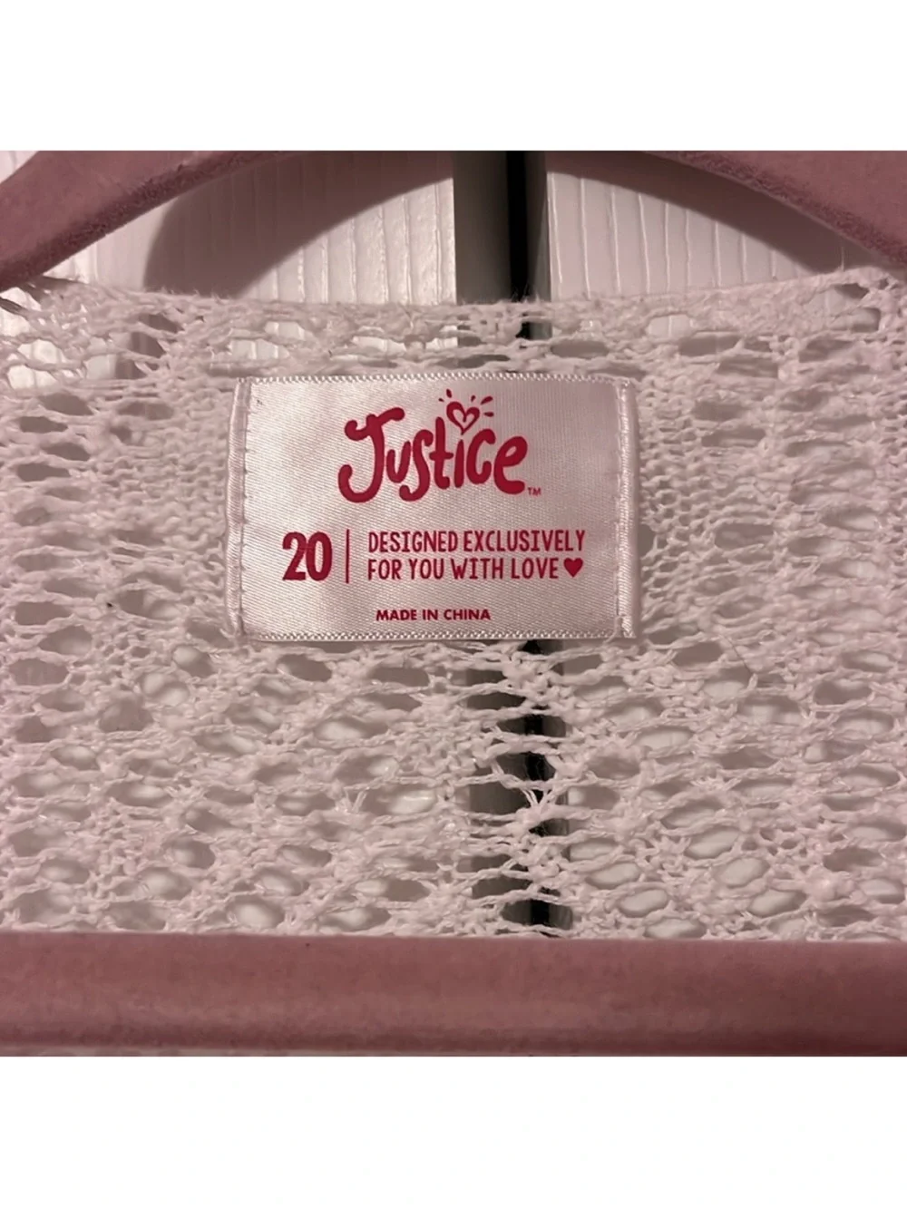 Justice White Open-Front Knit Cardigan